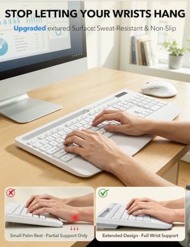 Wireless Keyboard and Mouse Combo - Full-Sized Ergonomic Keyboard