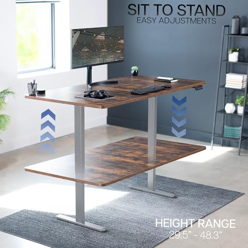 VIVO Electric 71 x 36 inch Rustic Standing Desk, Dual Motor Memory Controller Height Adjustment, E2B Series, Vintage Brown Top Gray Frame, DESK-KIT-E2G7N-36