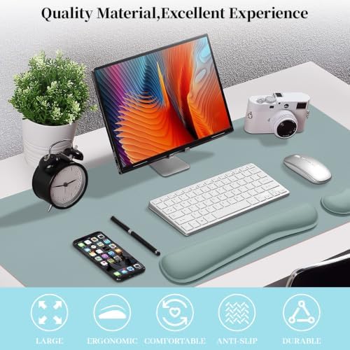 Desk Mat Set,3-in-1 Mouse Pad with Wrist Rest and Keyboard Pad