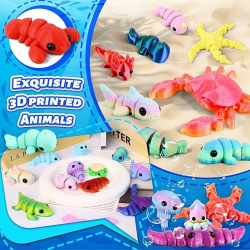 40 Pcs 3D Printed Animals Bulk Pack, Mini Sea Animal Figures