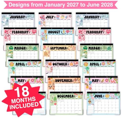 Large Desk Calendar 2027 - Desktop Calendar 2027-2028