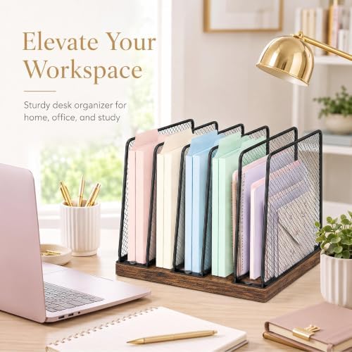 OPNICE Desk File Organizer, Mail Organizer, Large, Brown
