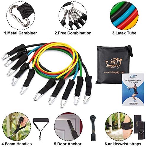 Fit Simplify Resistance Tube Bands 12 Piece Set with Instruction Booklet