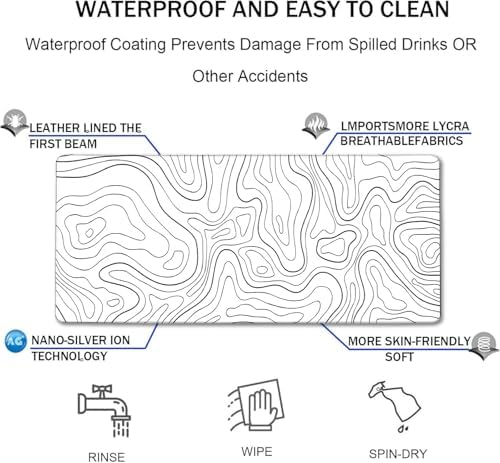 Large Mouse Pad Big Desk Mat Large Office Desk Pad, Black Line