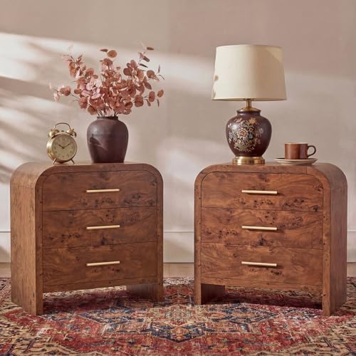 Night Stand Set of 2, 3-Drawer