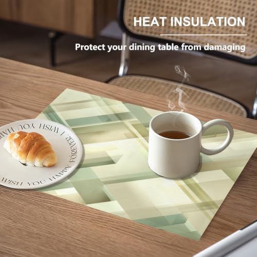Sophisticated Contemporary Aesthetic Placemats, Subtle Shading Refined Look Place Mats for Dining/Kitchen Table Waterproof Washable Linen Heat Insulation Dinner Table Mats 12X18 in 6 Pcs