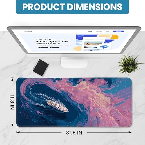 Aesthetic Desk Mat, Cute Vivid Sea Desk Pad Protector for Work & Decor, 31.5" x 11.8", Pretty Non-Slip Extended Mouse Pad for Office or Home