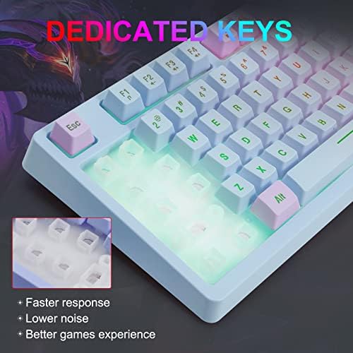 HUO JI Gaming Keyboard USB Wired with Rainbow LED Backlit, Blue Purple