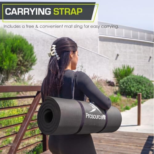 ProsourceFit Extra Thick Yoga and Pilates Mat, 71-inch Long High Density Exercise Mat with Comfort Foam and Carrying Strap