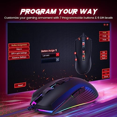 Wired Gaming Combo, 104 Keys, Rainbow Backlit, 4200 DPI, for PC/Mac/Xbox