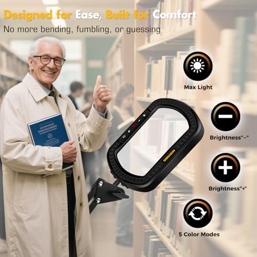 Magnifying Glass with Light Square Magnifier Desk Lamp 10X