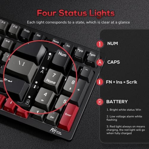 RK ROYAL KLUDGE RK98 Wireless Mechanical Keyboard, 3750mAh, 96% Layout