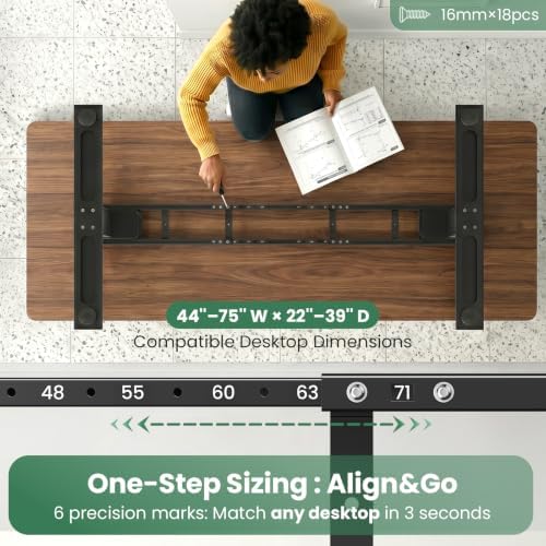SIAGO Dual Motor Standing Desk Frame for Tops up to 75" - 280 lbs Capacity