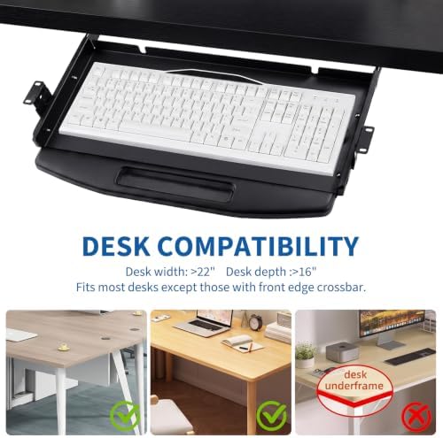 Aptliton Heavy-Duty Slide-Out Under Desk Keyboard Tray, Without Mouse Platform