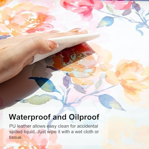 QiyI PU Leather Large Mouse Pad, Office Desk Mat, 31.5" x 15.7", Peonies