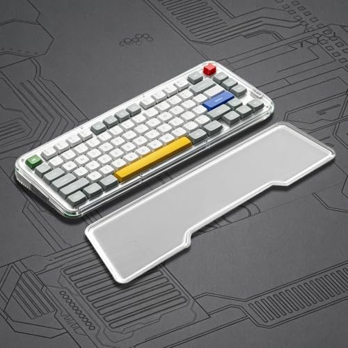 Translucent Acrylic Wrist Rest Compatible with NuPhy Air65 Air75 65% 75% Low Profile Mechanical Keyboard, Ergonomic Palm Pad with Anti Slip Silicone Base, Diffuses Keyboard RGB Light
