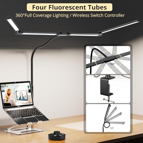 Desk Lamp, 24W Flexible Gooseneck Table Lamp with a Timing Function