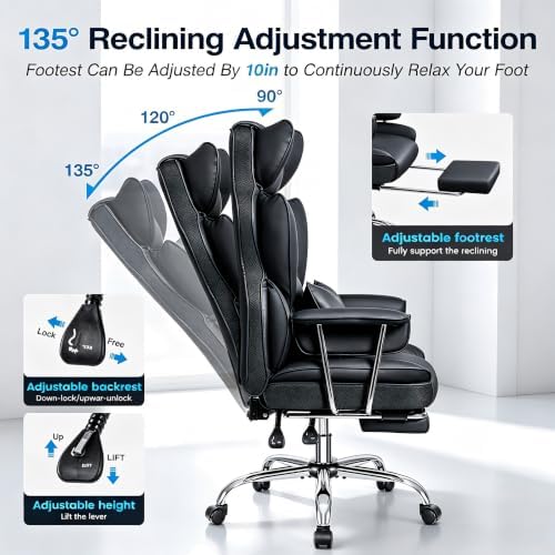 Big and Tall Office Chair, High Back Gaming Chair with Footrest