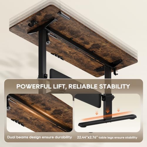 56" x 24" Electric Standing Desk with Adjustable Footrest, Rustic Brown