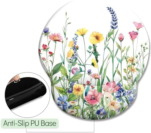 LIMKRIAN Flower Ergonomic Mouse Pad with Wrist Rest, 9.8 x 8.6 in