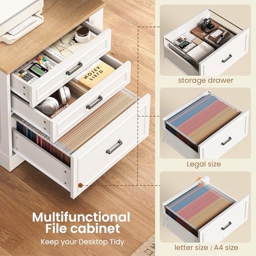 SEDETA Farmhouse L Shaped Electric Standing Desk, 70.9" x 39.4" Height Adjustable Office Executive Desk with 3 Drawers, Standing Computer Desks with Power Outlet for Home Office, Oak