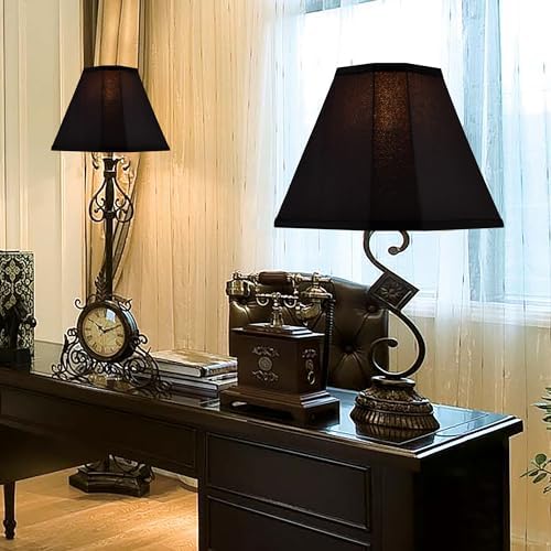 GO&SO Black Lamp Shades Set of 2,6.5" x 13" x 10.5",Fabric Bell Lampshade