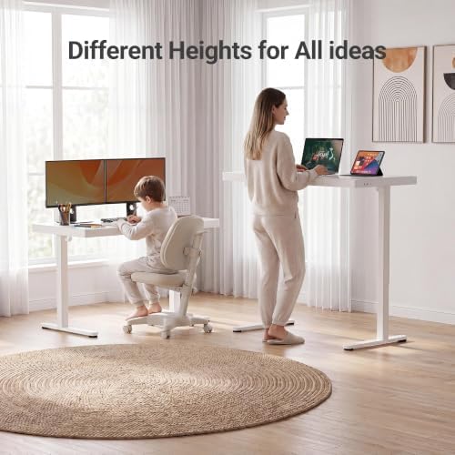 Claiks Glass Standing Desk with Drawers & USB Ports 48 Inch