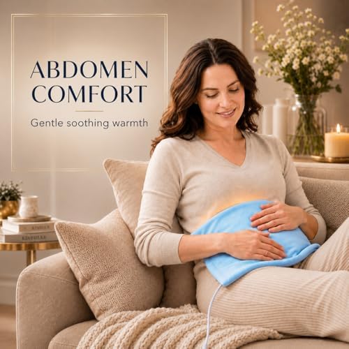 Boncare® Stay-On Small Vinyl Electric Heating Pad for Neck and Shoulders and Back Without Auto-Off, Low & High Heat Levels, Waterproof Hot Heat Pad with Washable Cover (12"x15", 1-Pack)