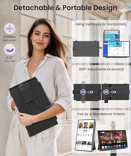 15.6" Laptop Screen Extender, 1080P FHD Detachable Monitor Extender
