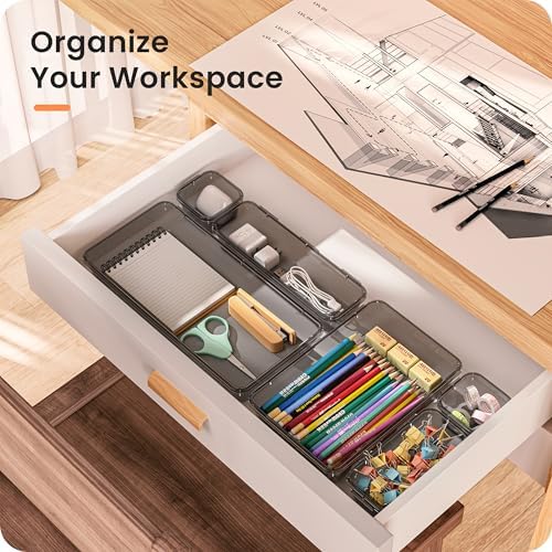 A-LuGei 【Military Grade】 Drawer Organizer for Vanity Bathroom Makeup Desk
