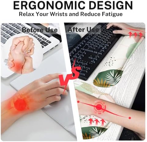 Britimes Ergonomic Mouse Pad Set with Wrist Rest, Boho Leaves