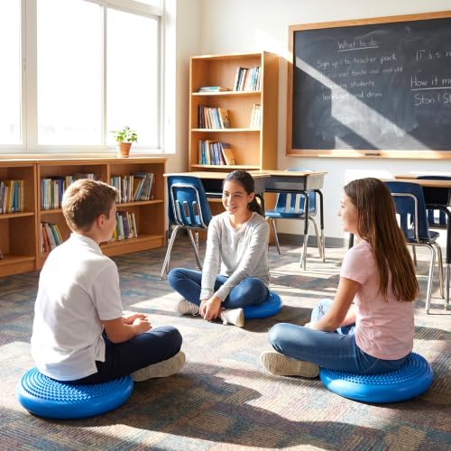 Wobble Cushion, Flexible Wiggle Seat Balance Pad for Sensory with Inflation Pump, for Adults Core Strength, Non-slip Wobble Disk for Posture Improvement & Physical Therapy