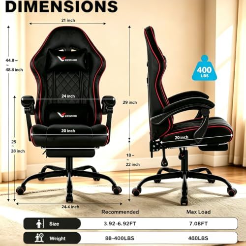 Fabric Gaming Chair for Adult, Comfortable Office Chair with Footrest