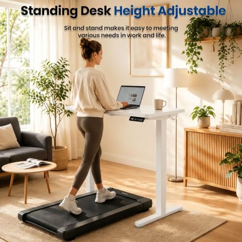 35" x 20" Electric Standing Desk, Compact Height Adjustable Desk for Small Spaces, Small Ergonomic Sit Stand Workstation for Home Office Bedroom Apartment (White)
