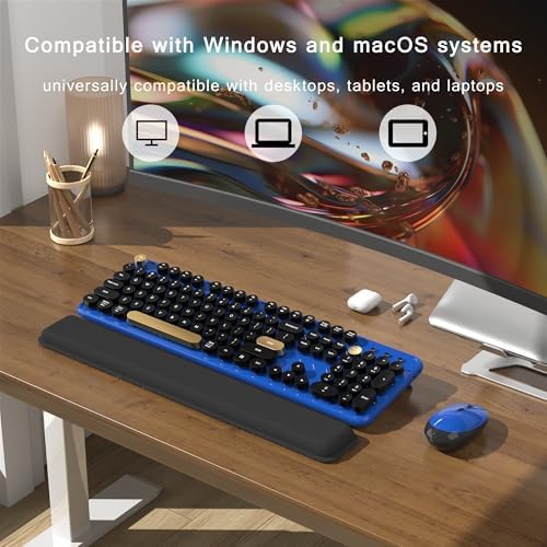 Colorful MPTOG Wireless Computer Keyboard and Mouse Combo (Black-Blue)