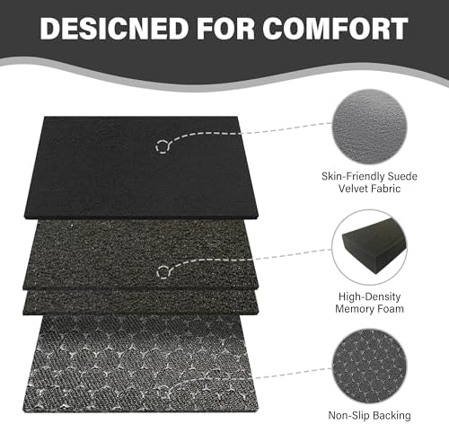SPRING SEAON Wheelchair Armrest Covers (Pair) - Suede Velvet Memory Foam Accessories Pads for Wheelchair Arm Rest, Office Transport Chairs, Soft Support Cushion for Mobility Aids(Grey)