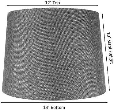 12x14x10 Hardback Drum Lamp Lampshade Granite Grey with Brass Spider fitter - Perfect for table and Desk lamps - Medium, Grey