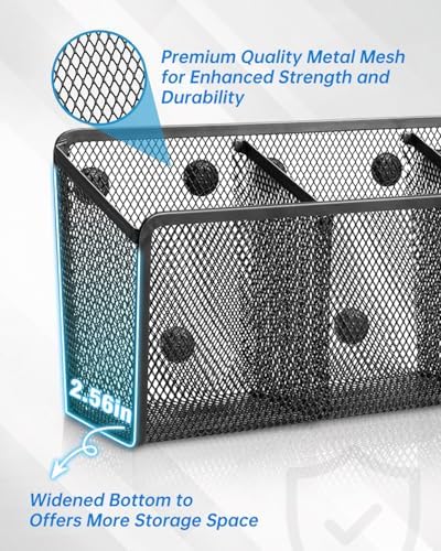 VICNOVA Magnetic Pen Holder, Metal Storage Basket with Strong Magnets