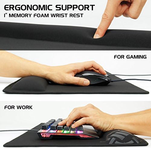 ENHANCE XXL Large Mouse Pad for Desk with 2XL Ergonomic Memory Foam Wrist Rest Support (31.5 x 13.78 x 1 inches) - Desk Pad with Anti-Fray Stitching & Soft Cushion Mat Surface, Designed in the U.S.