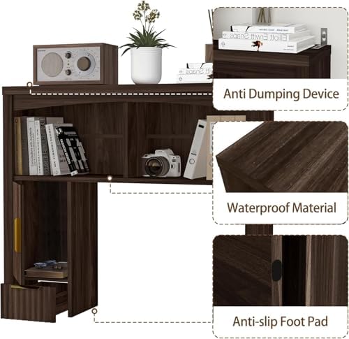 Desktop Shelf, Wooden Desk Hutch with Storage, Desktop Bookshelf