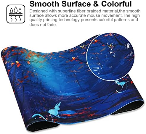 Large Gaming Mouse Pad with Stitched Edges,[27.5x11.8In] Extended Mouse Pad with Non-Slip Natural Rubber Base for Gamer/Desktop/Office/Home 70x30 Forest07