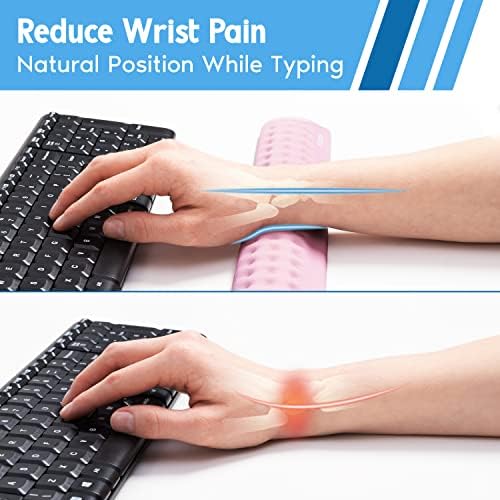 i-Rocks Memory Foam Keyboard Wrist Rest - Pain-Reducing Wrist Rest for Computer Keyboard - Non-Slip Rubber Base Wrist Rest - Cooling Keyboard Pad for Long Hours of Work, Studying, Gaming