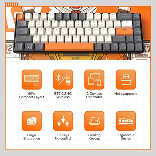 MAGIC-REFINER RK68 Compact 68 Keys Wireless Mechanical Gaming Keyboard