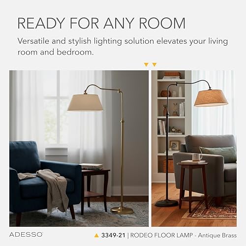 ADESSO Rodeo Floor Lamp, Antique Brass