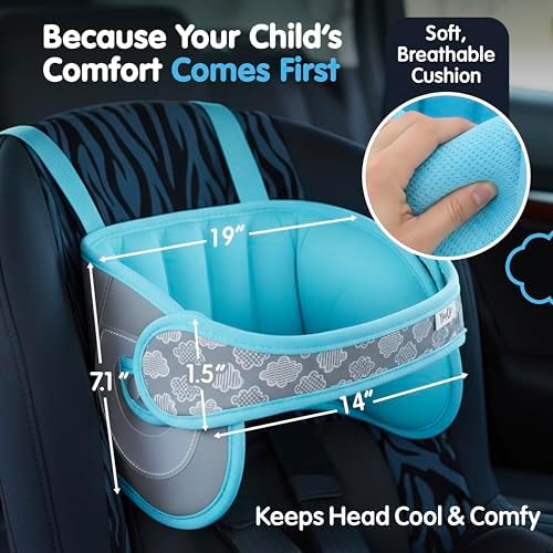NapUp Car Seat Head Support for Toddler - Anti-Bobbing Head Holder - Teal