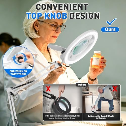 KIRKAS Magnifying Glass with Light, 2,200 Lumens Magnifying Lamp 12X 30X