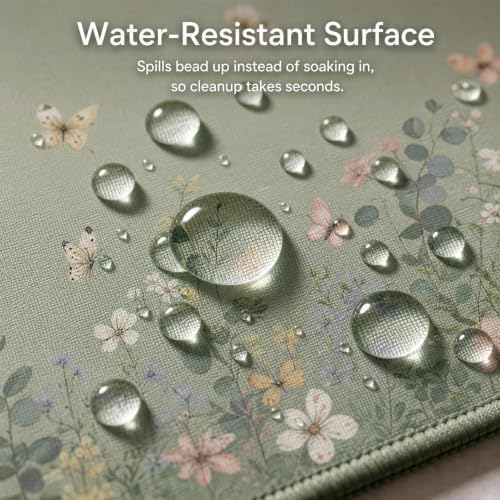 Large Desk Mat 31.5x15.7 Inch Floral Mouse Pad, Butterfly Garden Gaming Mat