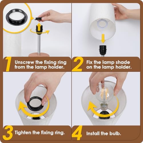 Yarra-Decor Bedside Lamp with USB A+C Charging Ports & AC Outlet Touch Control Table Lamp for Bedroom 3 Way Dimmable Nightstand Lamp with Fabric Shade for Home Office, Dorm(Bulb Included)