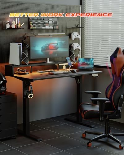 Agilestic 48 * 24 Inch Electric Standing Desk with Shelf & Led, Black