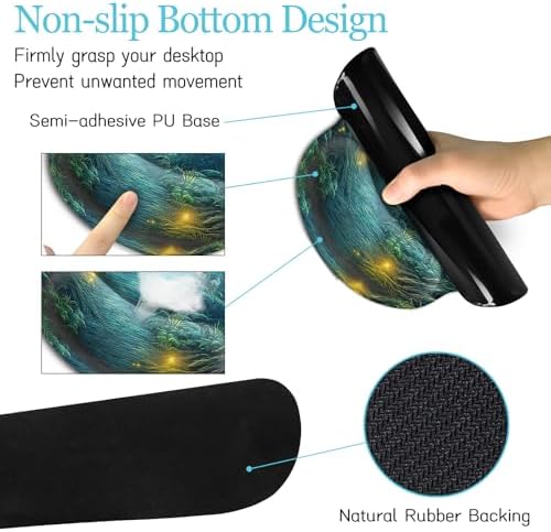 LIMKRIAN Mouse Pad with Wrist Rest, Firefly Forest Computer Desk Mat Set
